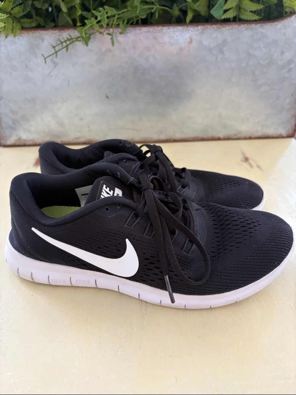 Nike Free RN  Black and White Women's Athletic Running Shoes